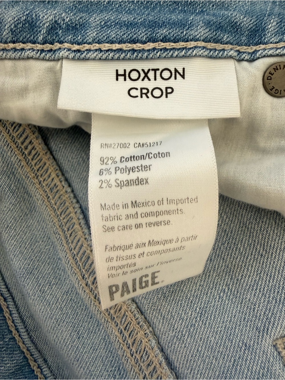 Paige Hoxton Crop Light Blue Women's Distressed Skinny Jeans - Picture 3 of 4